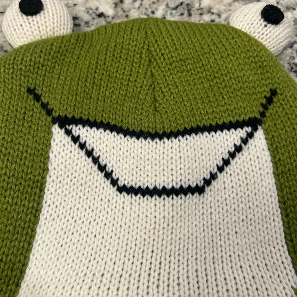 Kids'‎ Frog Knit Hat with Ear Flaps
